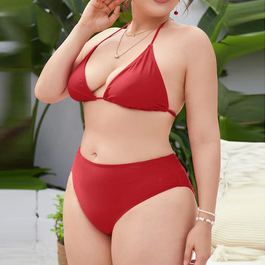 Sweet Strawberry Three-Piece Plus Size Bikini Set  Sunset and Swim   