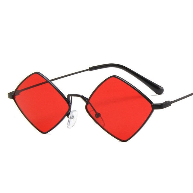 Irregular Vintage Small Frame UV400 Womens Sunglasses Sunset and Swim black red  