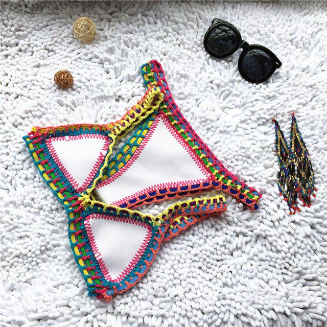Aria Crochet Neoprene Bikini Sunset and Swim White S 