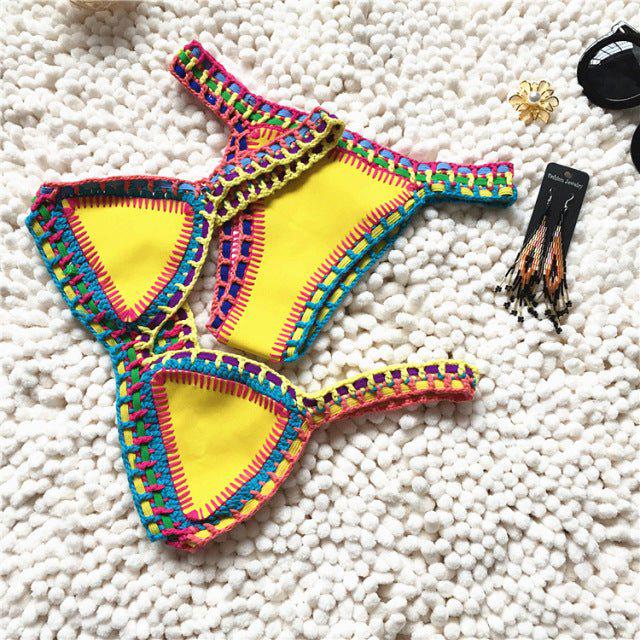Aria Crochet Neoprene Bikini Sunset and Swim Yellow S 