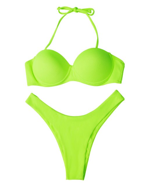 Ashley Sexy Brazilian Bandeau Push-up Bikini Sunset and Swim Light Green L 