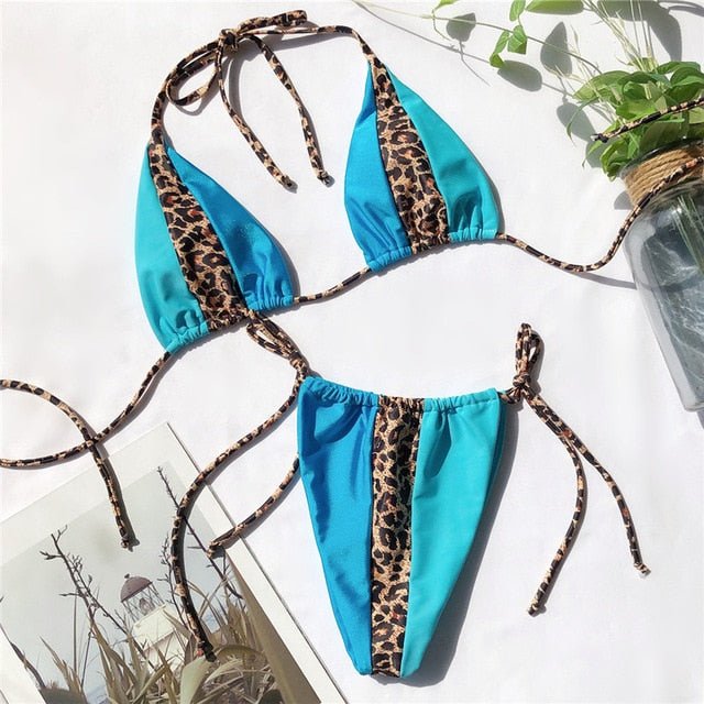 Gisele Super Hot Leopard Print Triangle Brazilian Bikini Sunset and Swim 6 S 