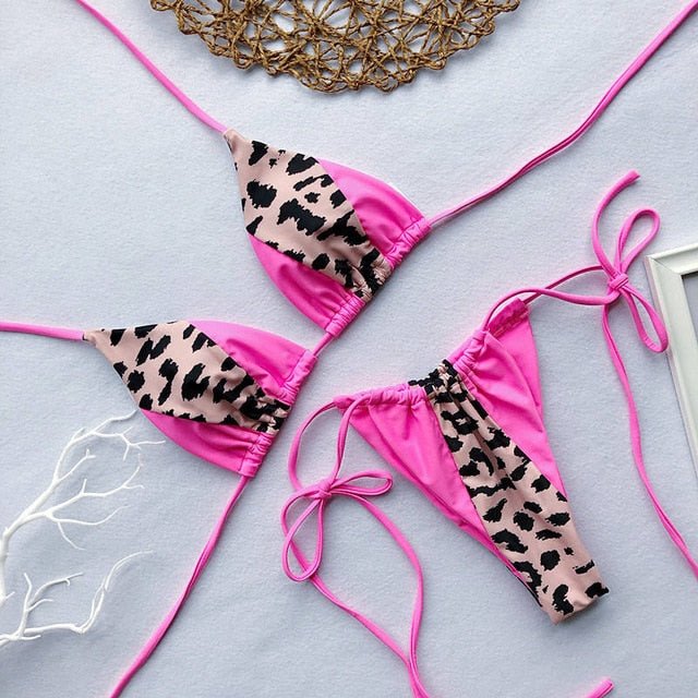 Gisele Super Hot Leopard Print Triangle Brazilian Bikini Sunset and Swim 11 L 