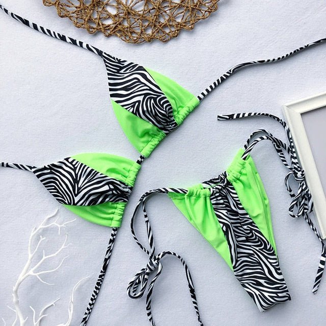 Gisele Super Hot Leopard Print Triangle Brazilian Bikini Sunset and Swim 4 S 