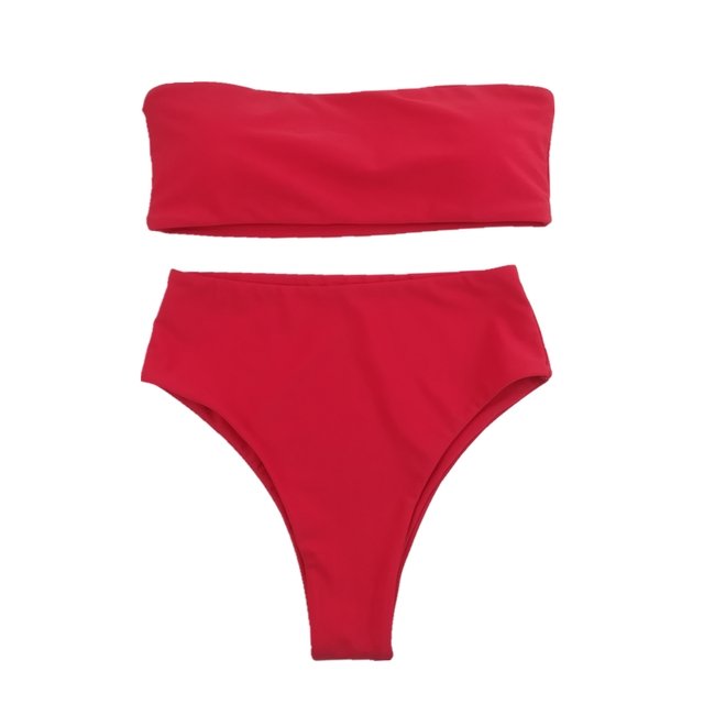 Hannah Hot Bandeau Bikini Set Sunset and Swim Red XS 