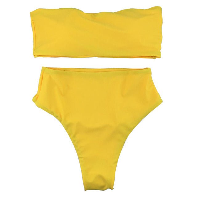 Hannah Hot Bandeau Bikini Set Sunset and Swim Yellow XS 
