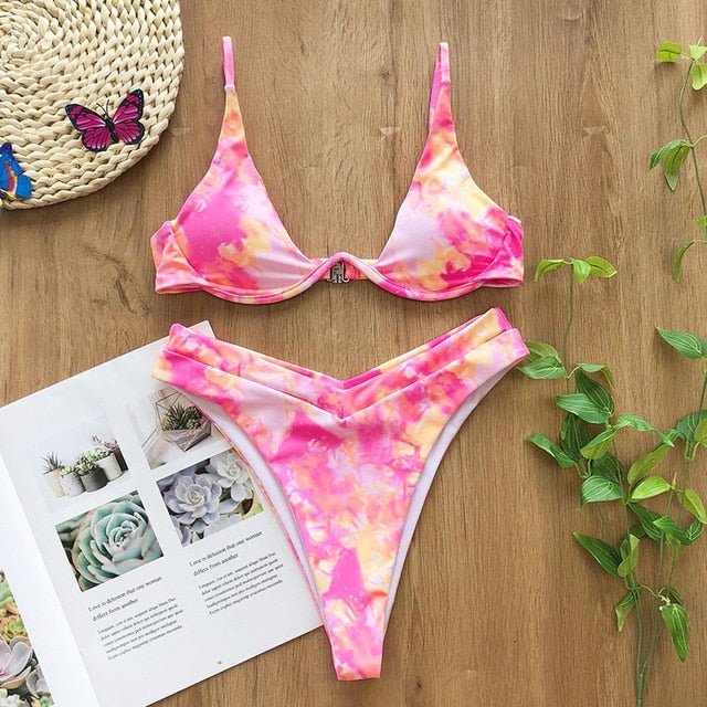 Khloe Push Up Bikini Sunset and Swim Pink S 