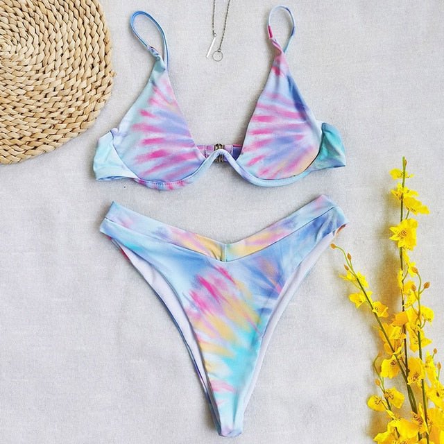 Khloe Push Up Bikini Sunset and Swim Pink/Mixed M 