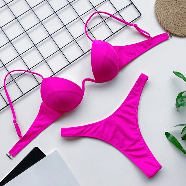 Khloe Push Up Bikini Sunset and Swim Hot Pink M 