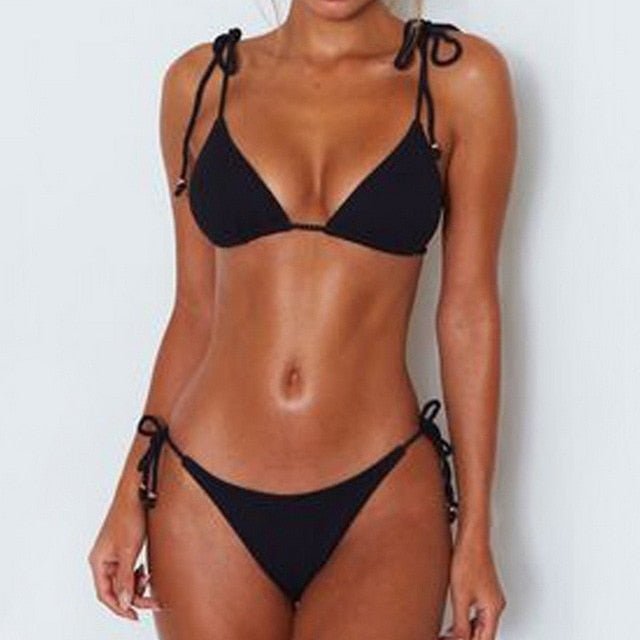 Madison Bikini Sunset and Swim Black Bikini Set S 