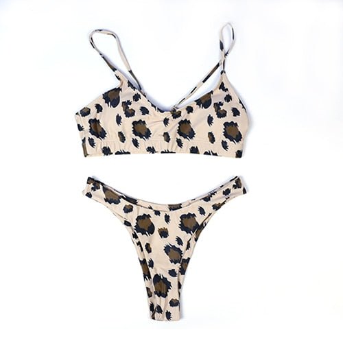 Piper Leopard Thong Micro Bikini Sunset and Swim 98102 S 