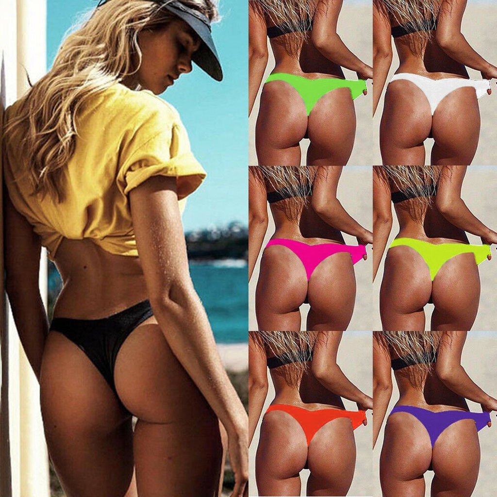 Sexy Brazilian Bikini Bottom V Shape Swimwear Thong Tanga Mini Micro Swim  Brief 
