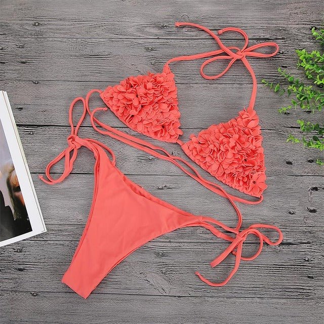 Stunning Floral Triangle Bikini Sunset and Swim BK849PK XL 