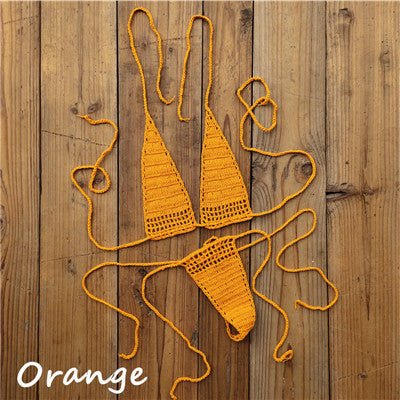Ultrasexy Premium Crochet Micro Thong Bikini Sunset and Swim Orange One Size 