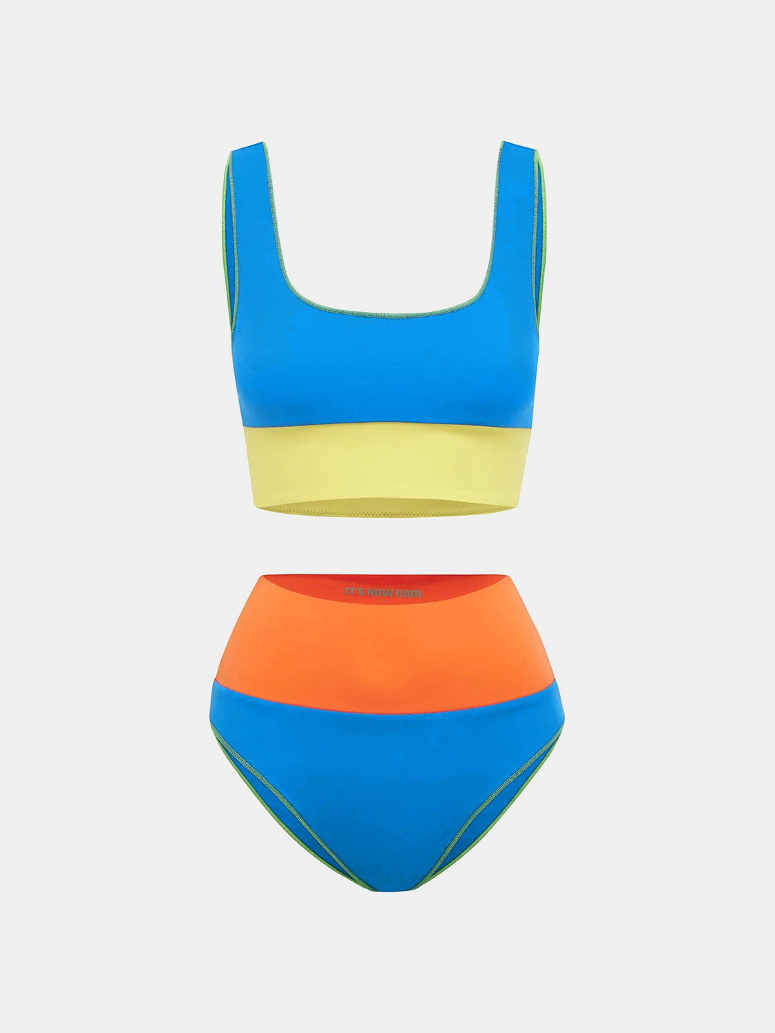 Sunset Vacation  Contrast Wide Strap Two-Piece Swim Set Sunset and Swim   