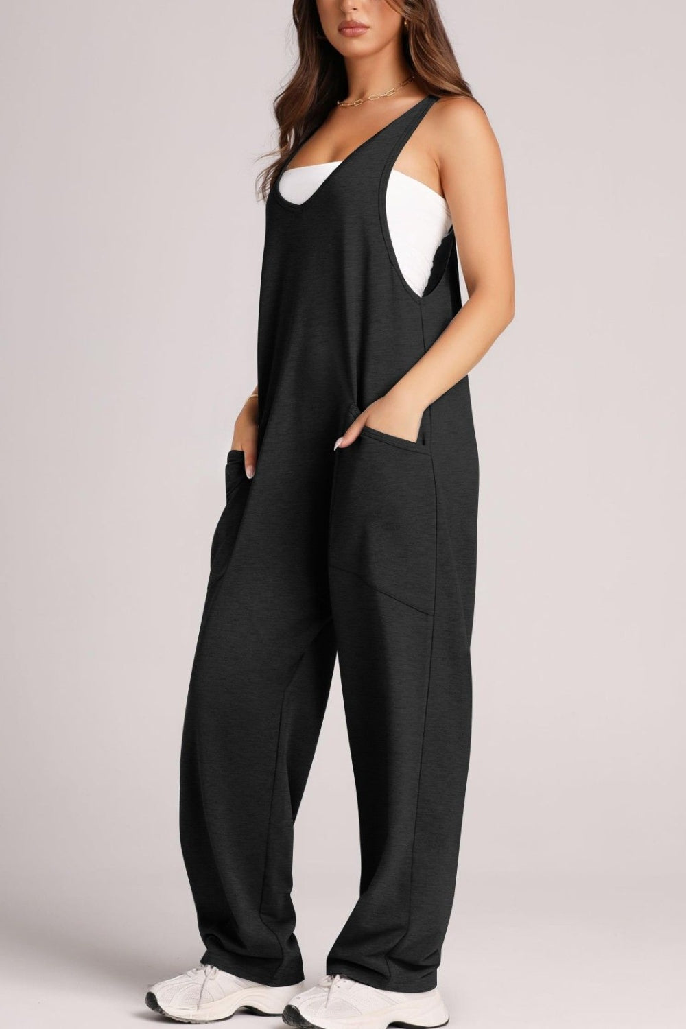 Sunset and Swim  Wide Strap Jumpsuit with Pockets Sunset and Swim   