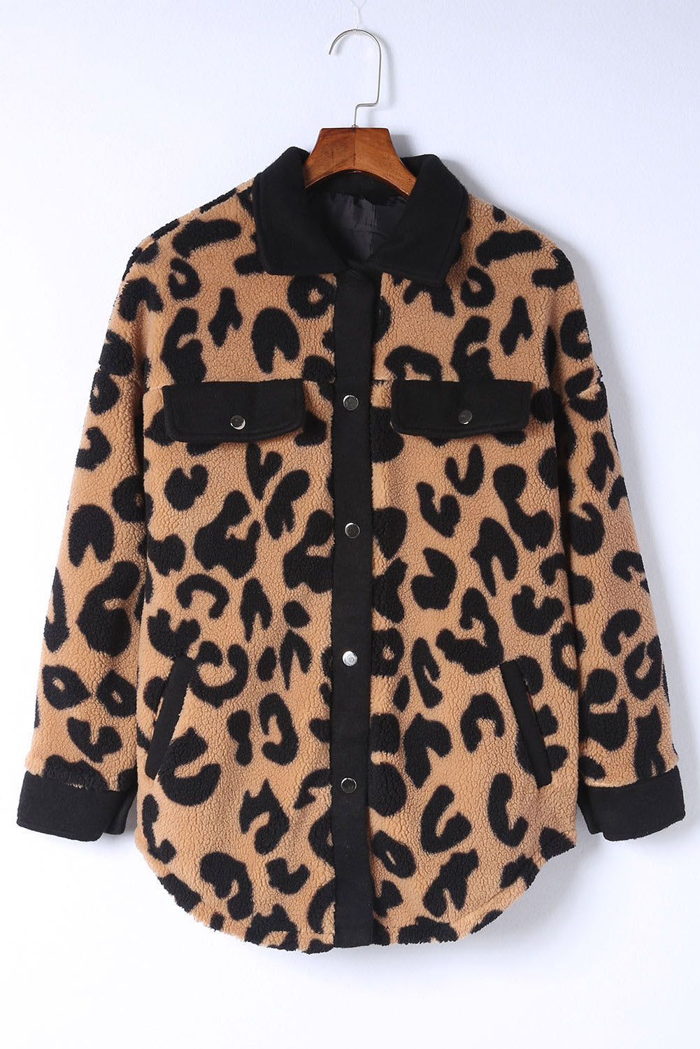 Leopard Button Up Long Sleeve Jacket Sunset and Swim   