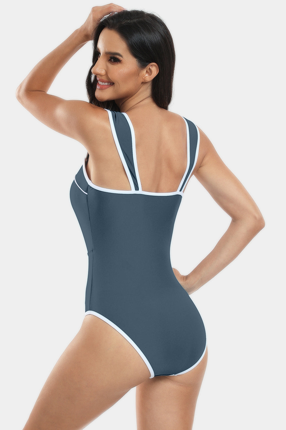 Sunset Vacation  Contrast Trim Wide Strap One-Piece Swimwear Sunset and Swim   