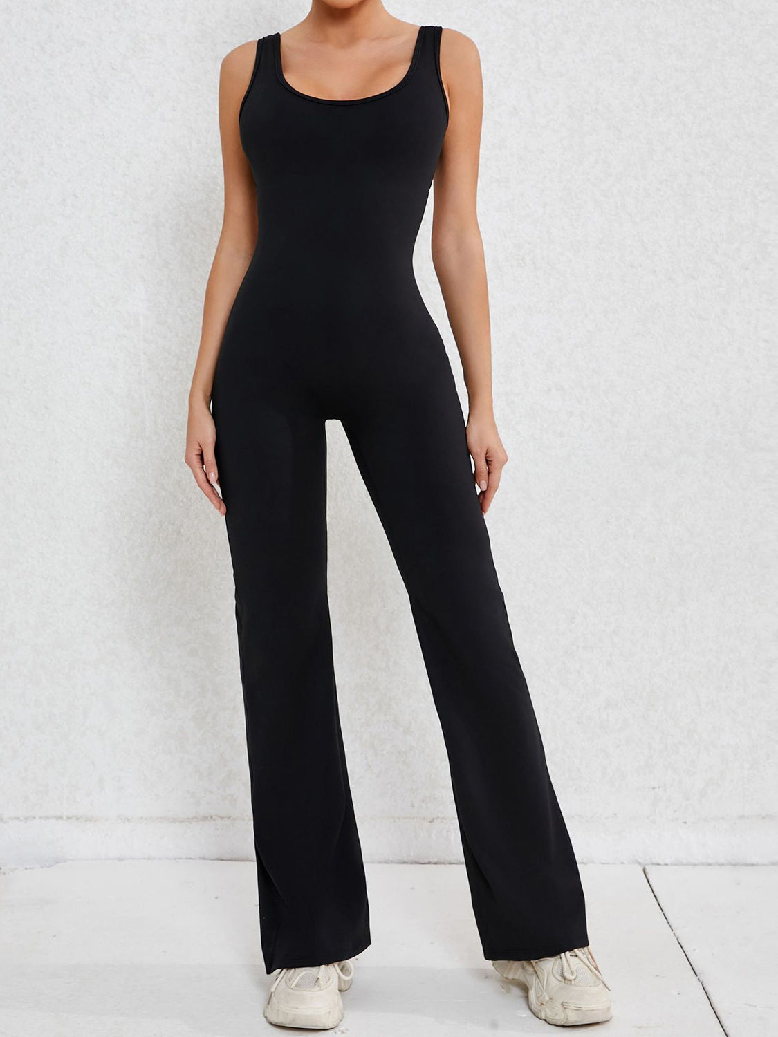 Sunset and Swim  Cutout Wide Strap Scoop Neck Active Jumpsuit  Sunset and Swim Black S 