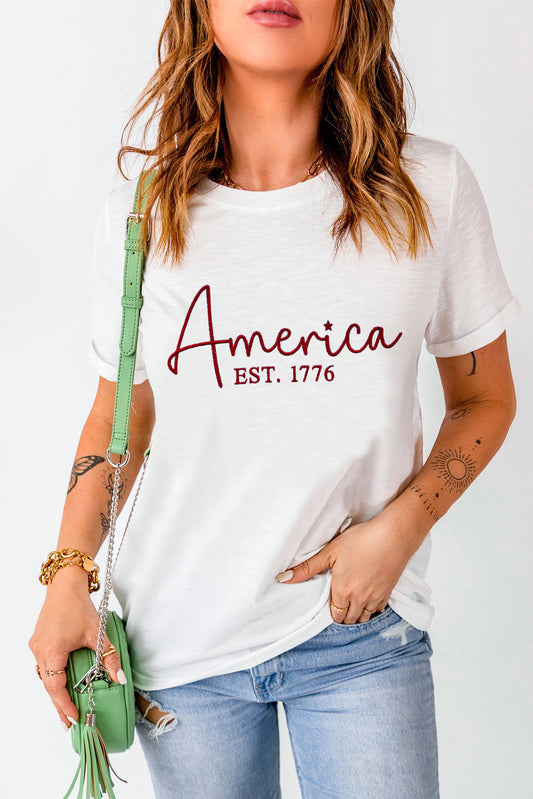 Letter Graphic Round Neck Short Sleeve T-Shirt Sunset and Swim   