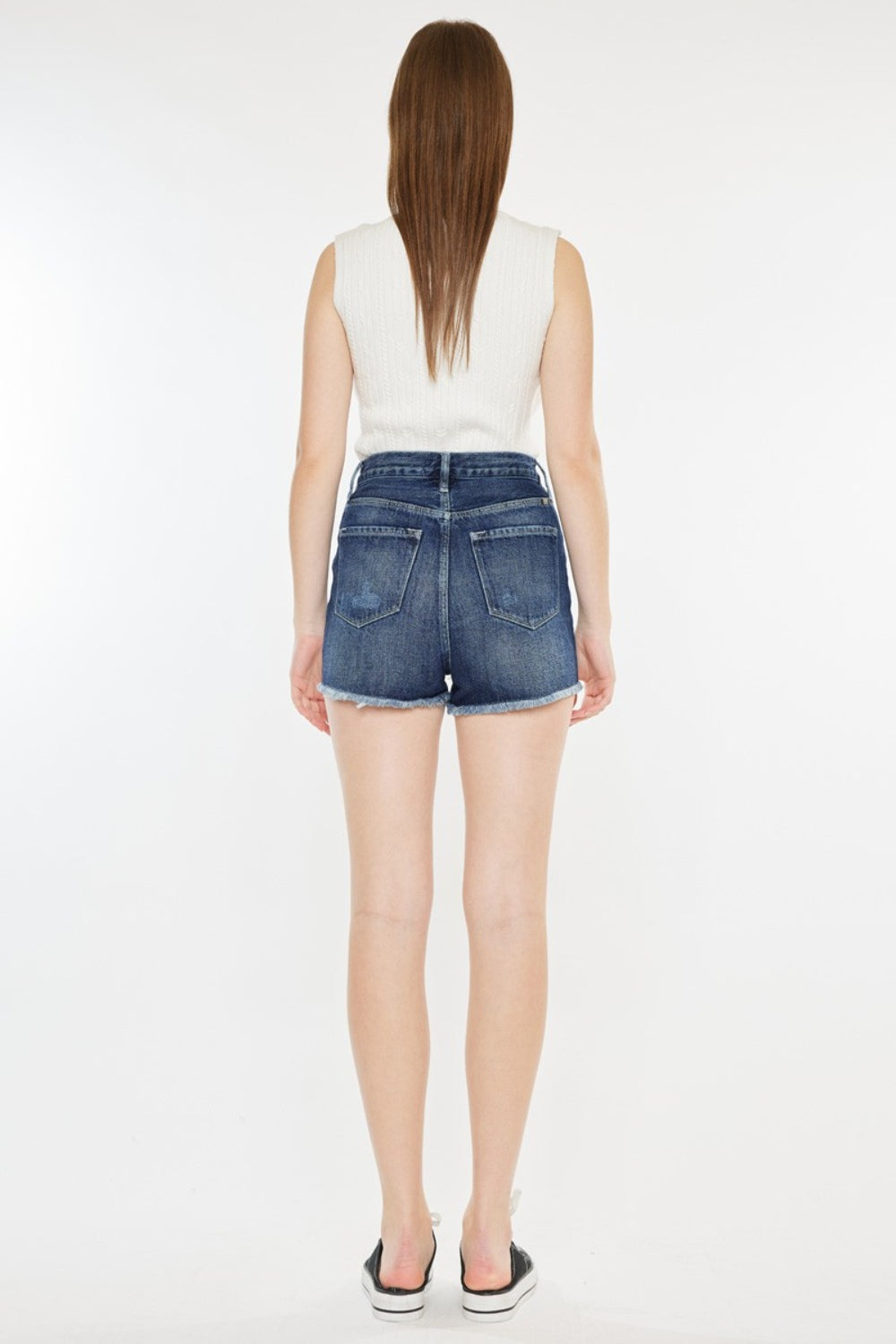 Kancan Raw Hem Button Fly Denim Shorts Sunset and Swim   