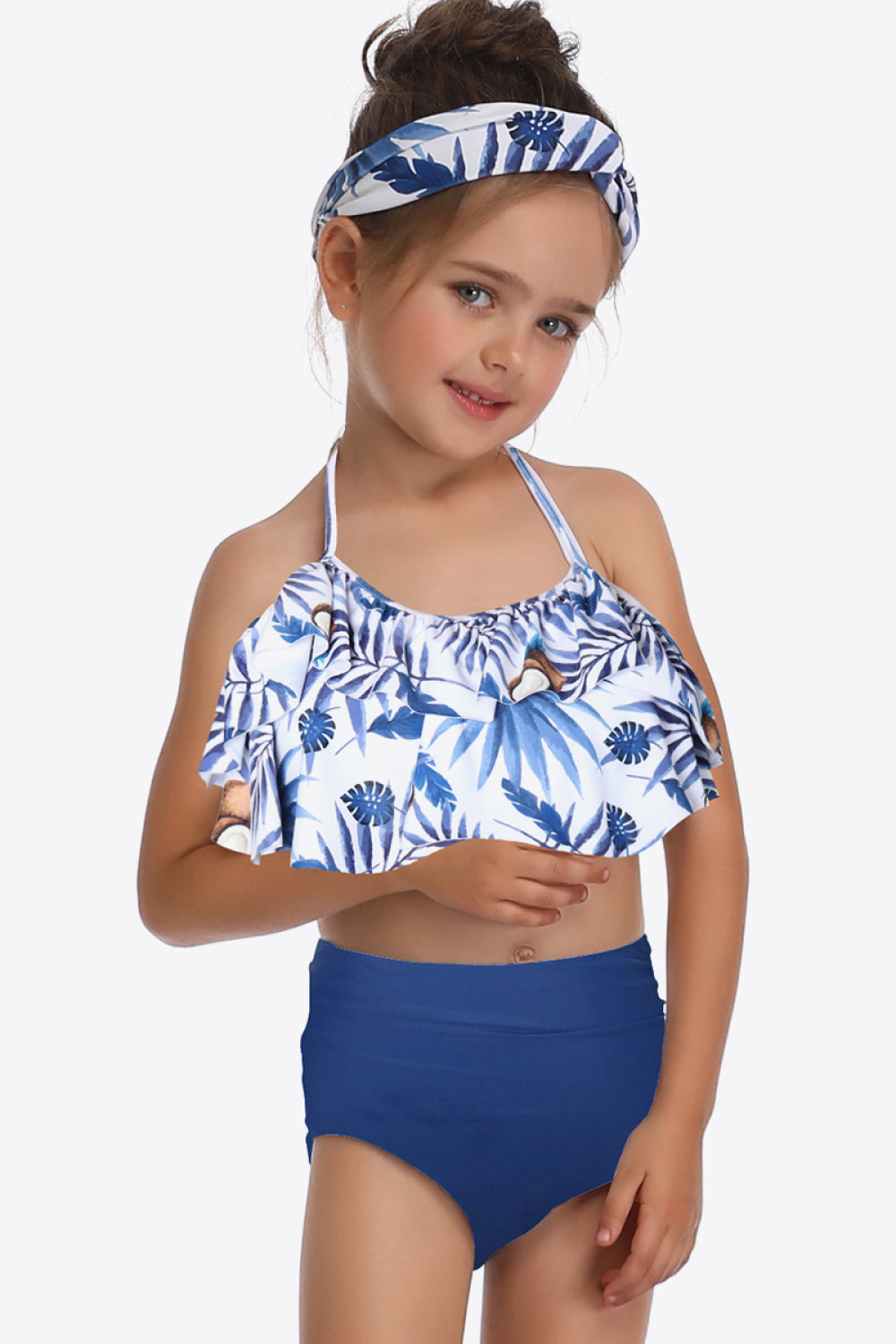 Sunset Vacation  Printed Layered Halter Neck Two-Piece Swim Set I Kids Swimwear  Sunset and Swim Navy 4T 