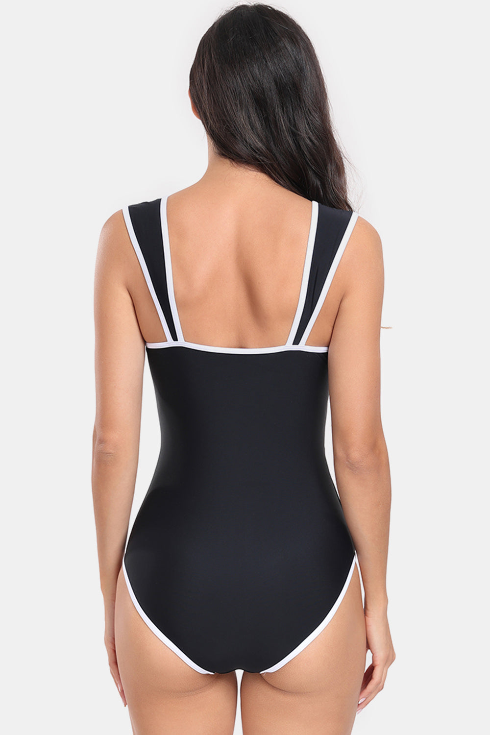 Sunset Vacation  Contrast Trim Wide Strap One-Piece Swimwear Sunset and Swim   