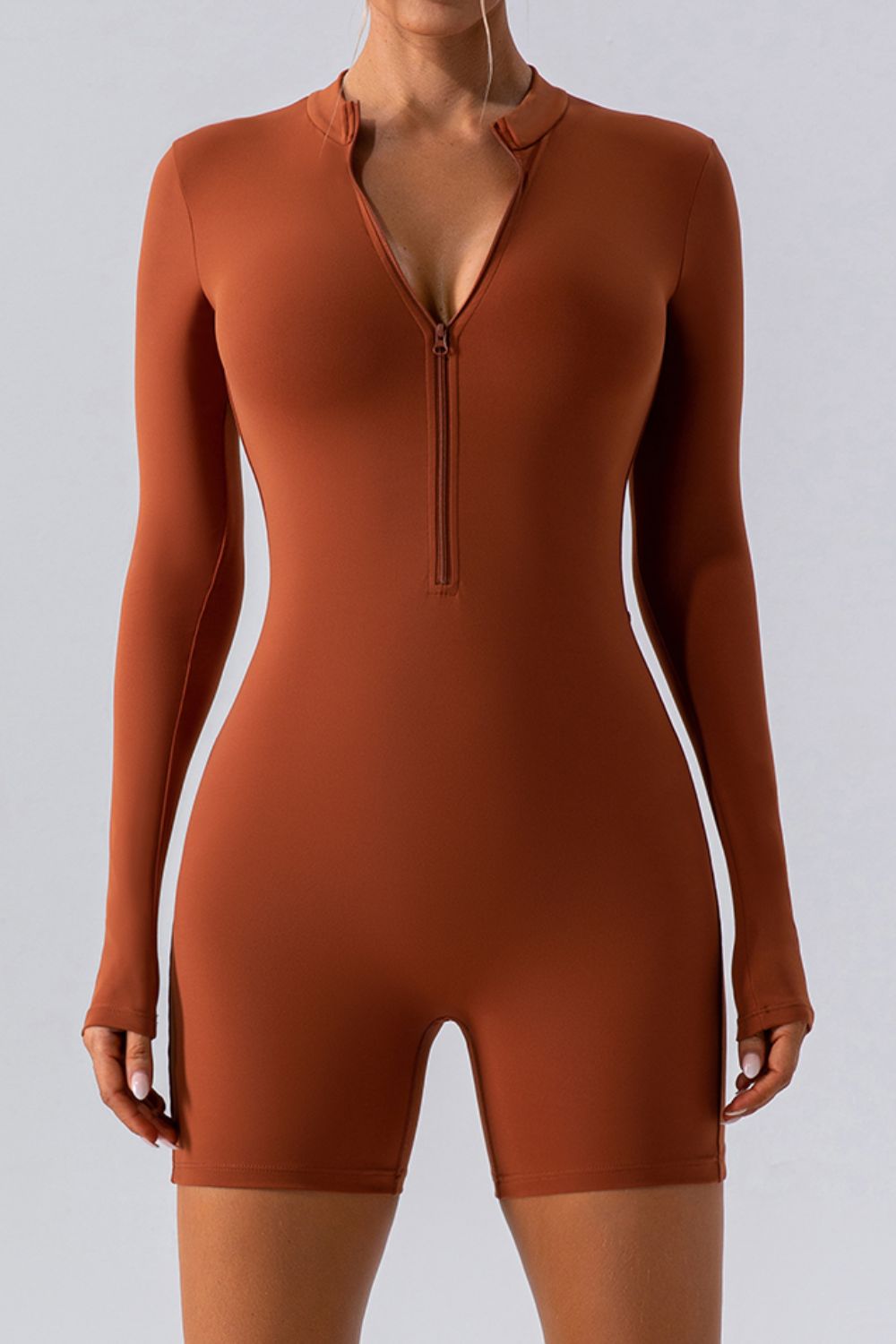 Half Zip Long Sleeve Active Romper Sunset and Swim Ochre S 