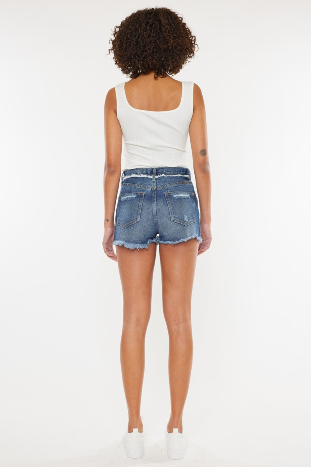 Kancan Distressed Button Fly Denim Shorts Sunset and Swim   