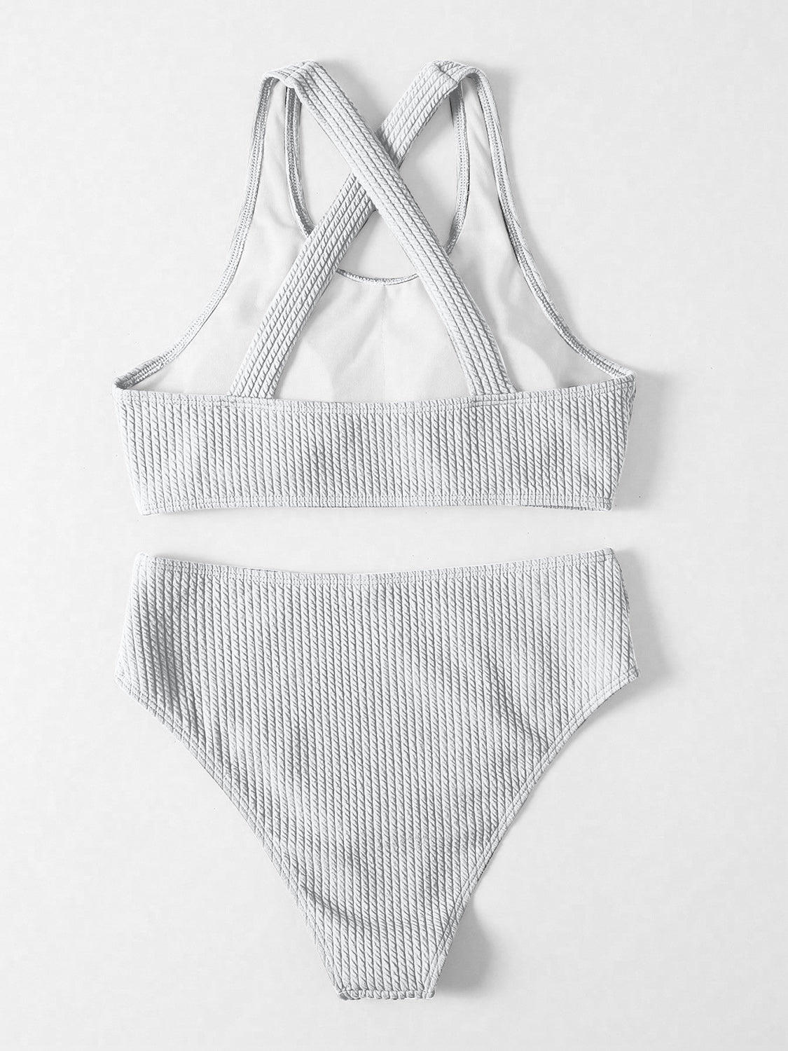 Sunset Vacation  Crisscross Wide Strap Two-Piece Swim Set Sunset and Swim   