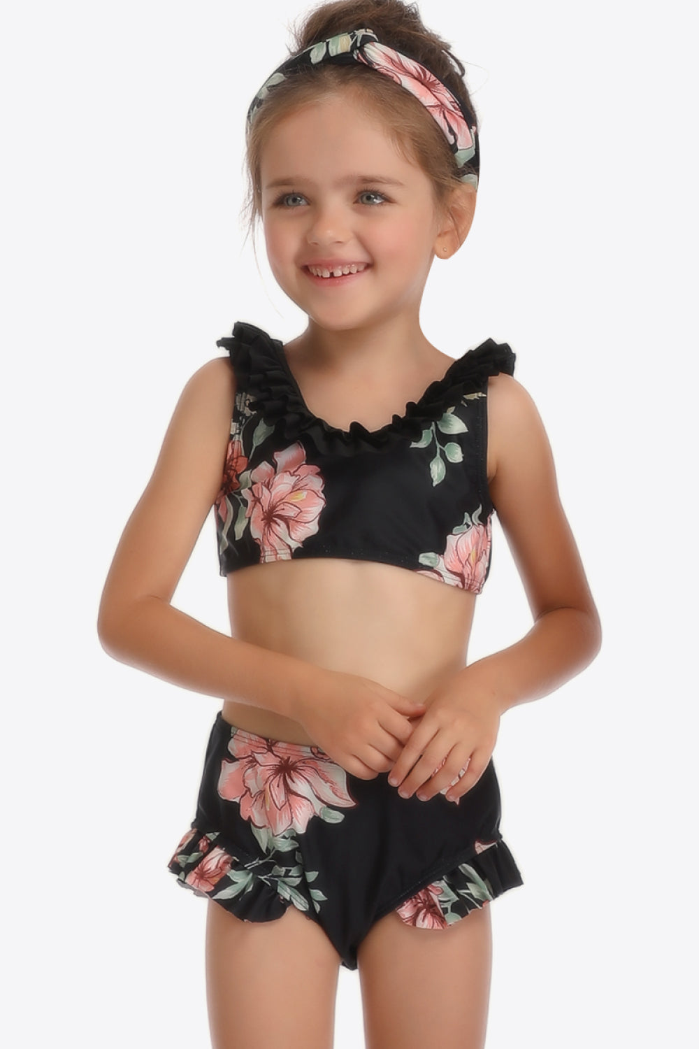 Sunset Vacation  Floral Ruffled Sleeveless Two-Piece Swim Set I Kids Swimwear Sunset and Swim Floral 4T 