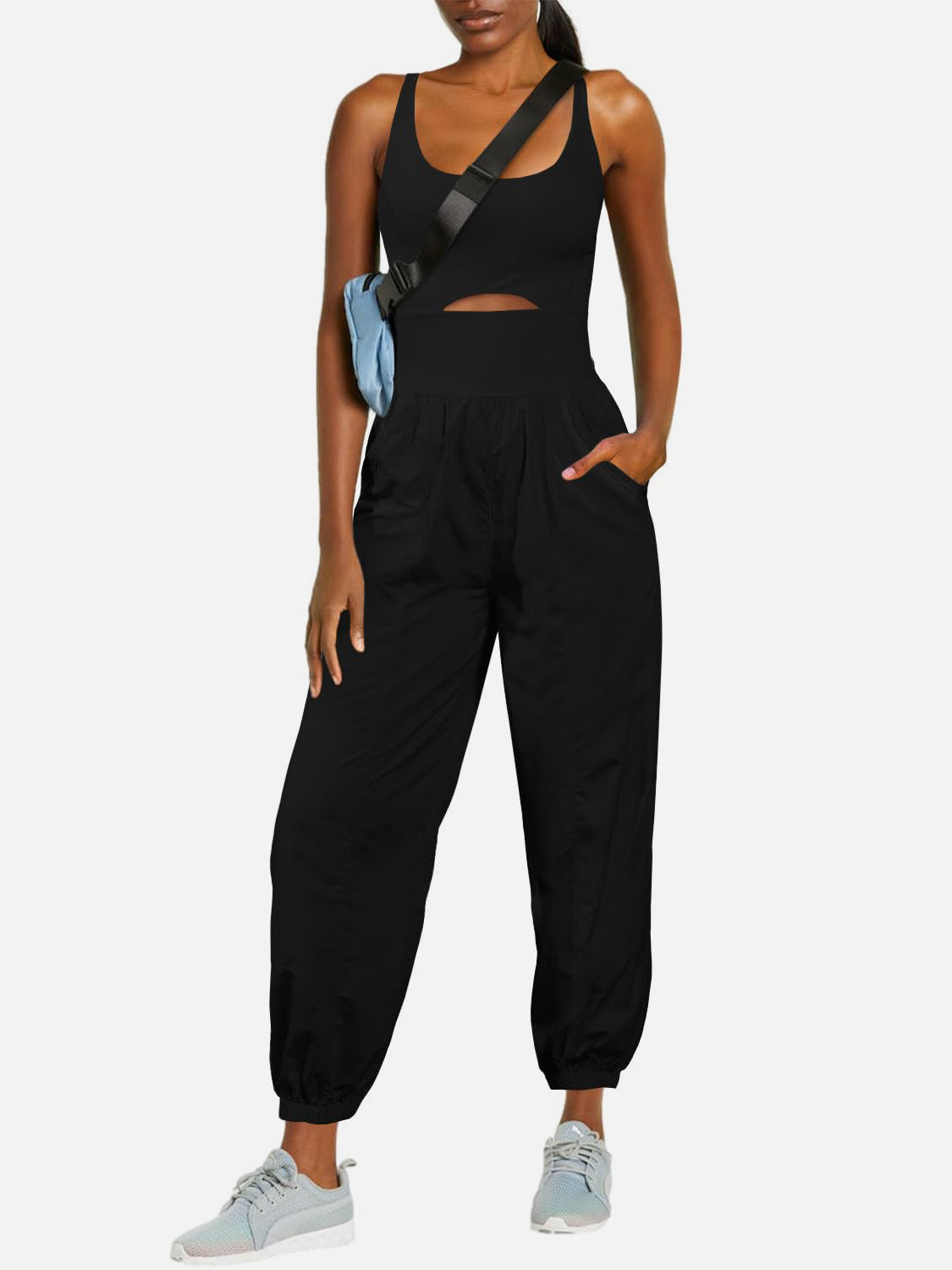 Sunset Vacation Cutout Scoop Neck Wide Strap Jumpsuit Sunset and Swim   