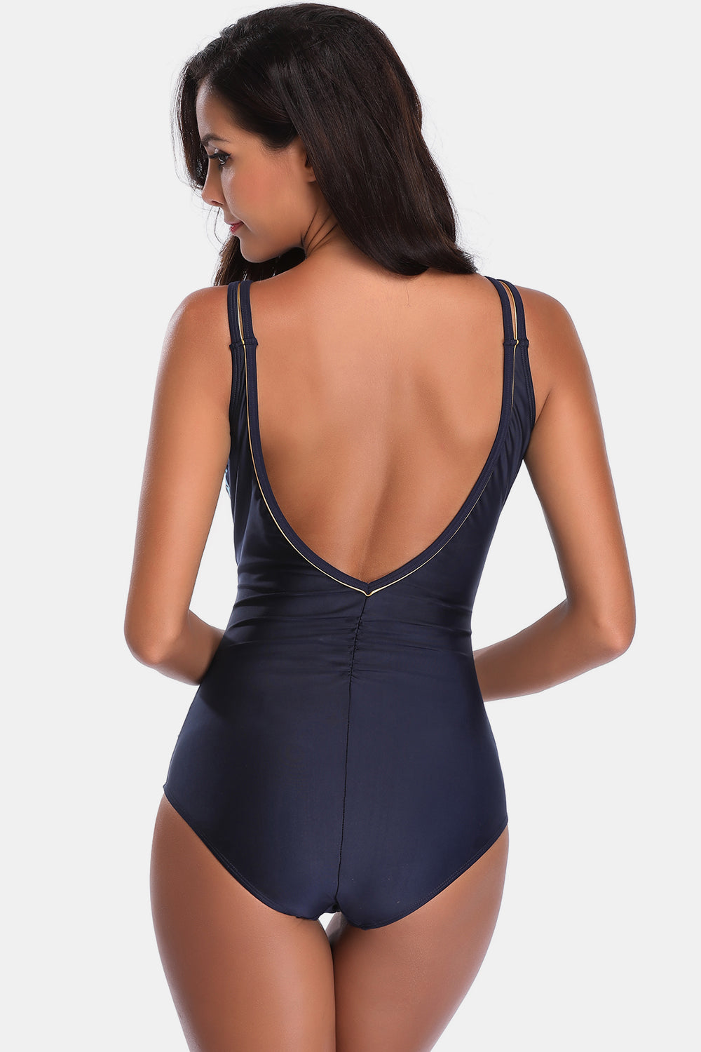 Full Size V-Neck Wide Strap One-Piece Swimwear Sunset and Swim   
