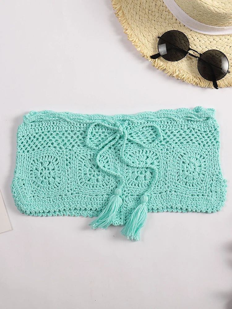 Amore Crochet Boho Bohemian Swim Bikini Shorts Sunset and Swim   