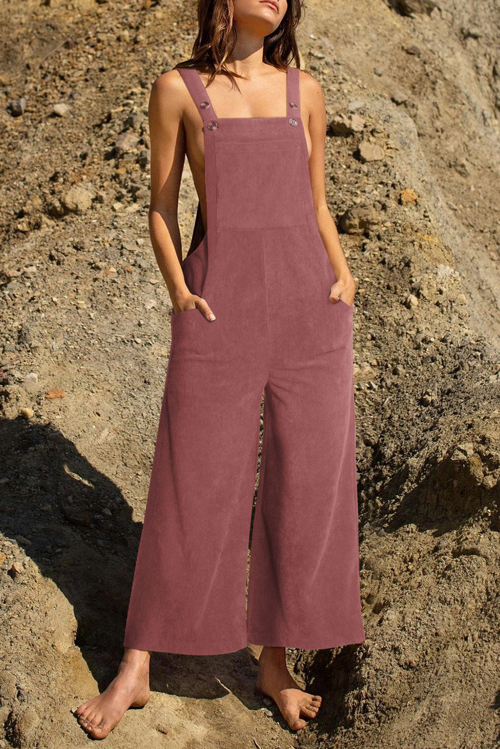 Sunset and Swim  Pocketed Wide Leg Overall Sunset and Swim Light Mauve S 