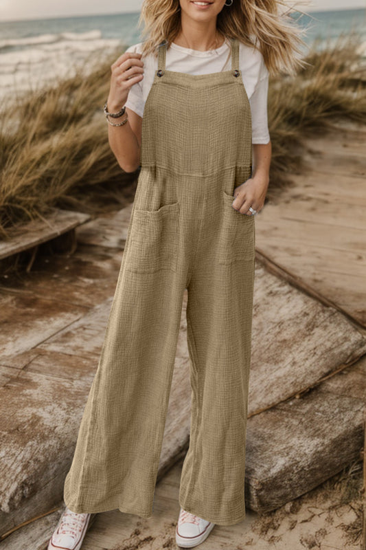 Full Size Wide Leg Front Pocket Jumpsuit  Sunset and Swim   