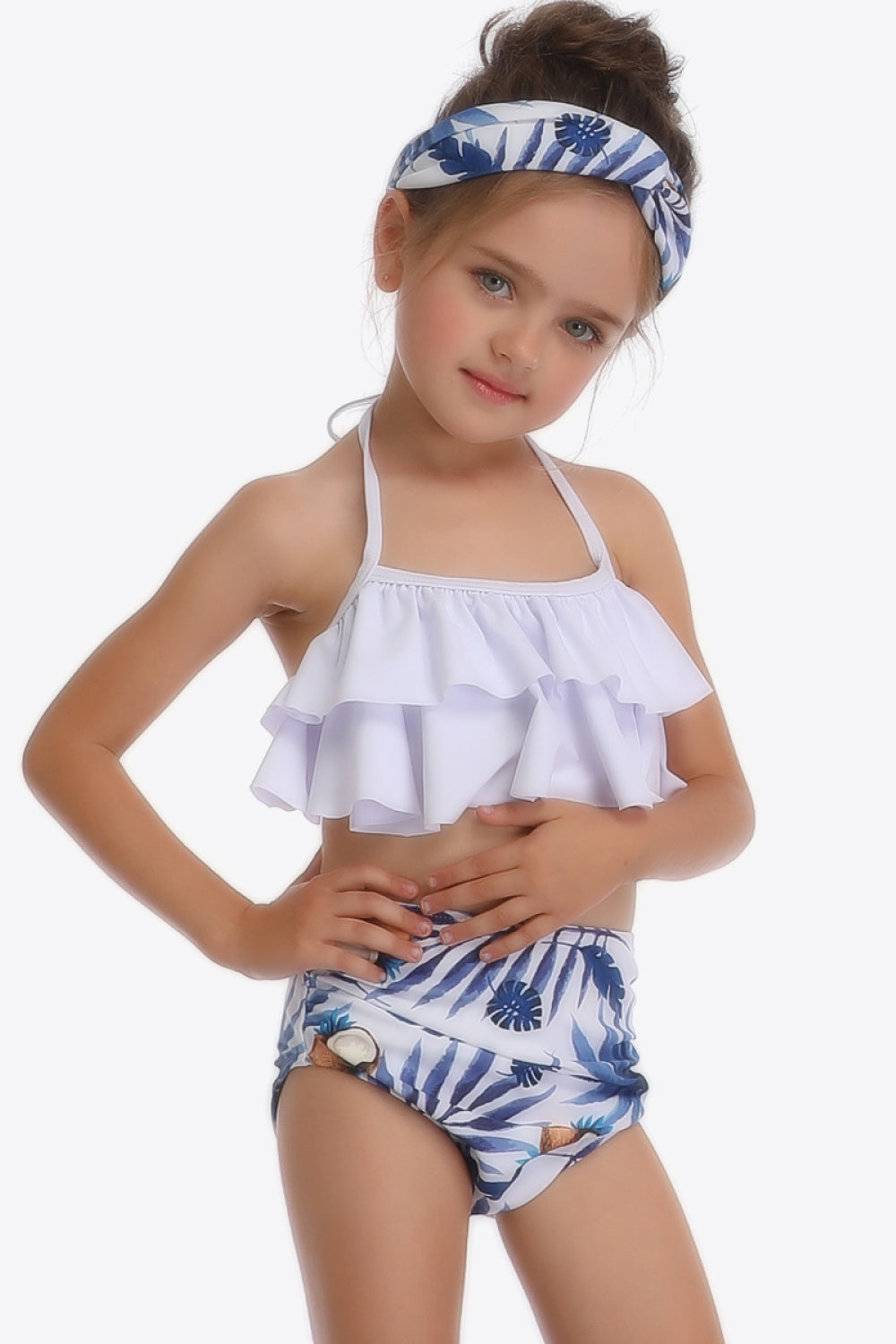 Sunset Vacation  Printed Layered Halter Neck Two-Piece Swim Set I Kids Swimwear Sunset and Swim White 4T 