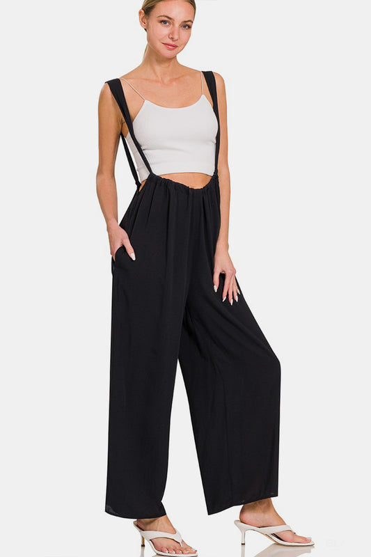 Sunset and Swim  Tie Back Suspender Jumpsuit with Pockets Sunset and Swim   