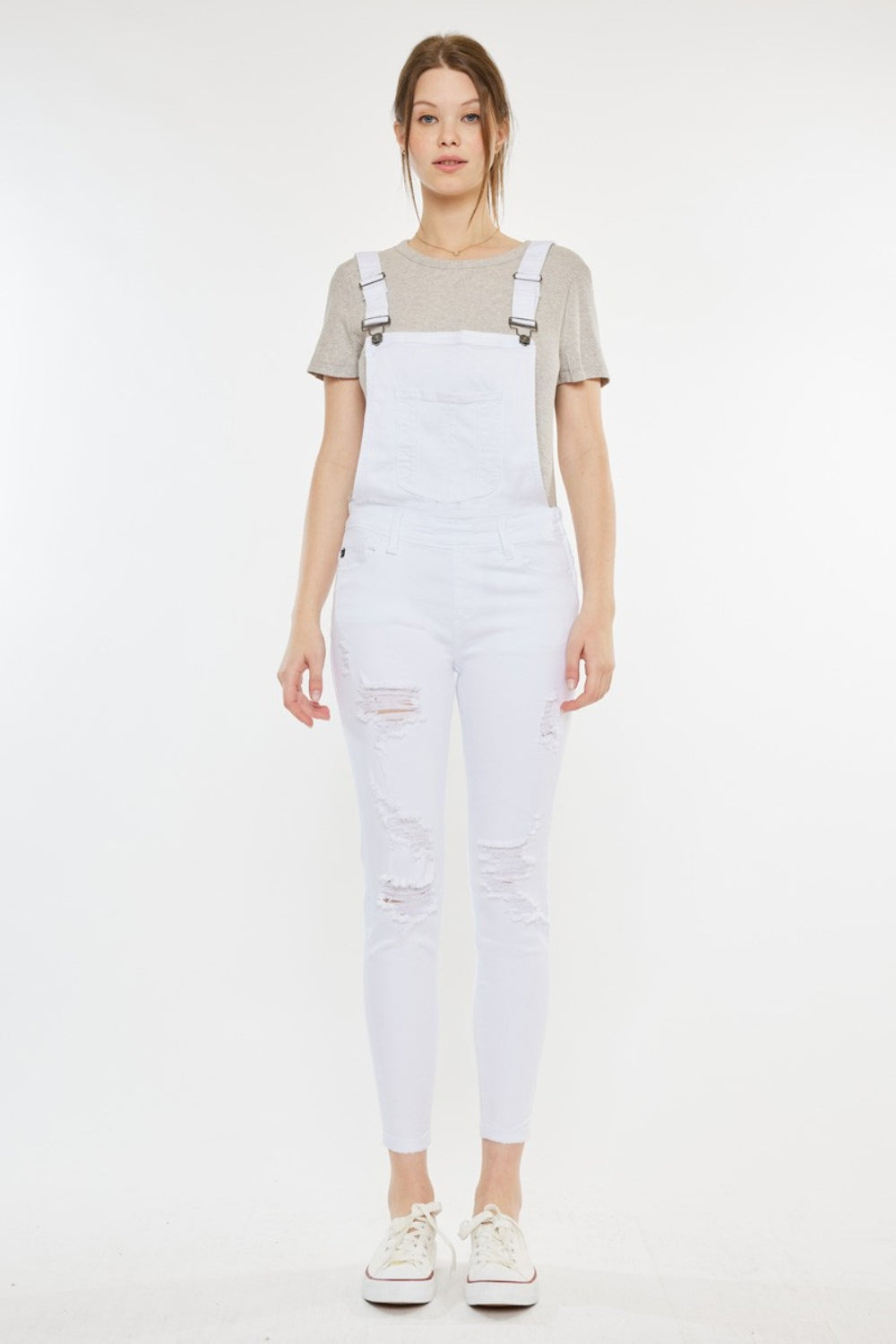 Kancan Distressed Skinny Denim Overalls Sunset and Swim   