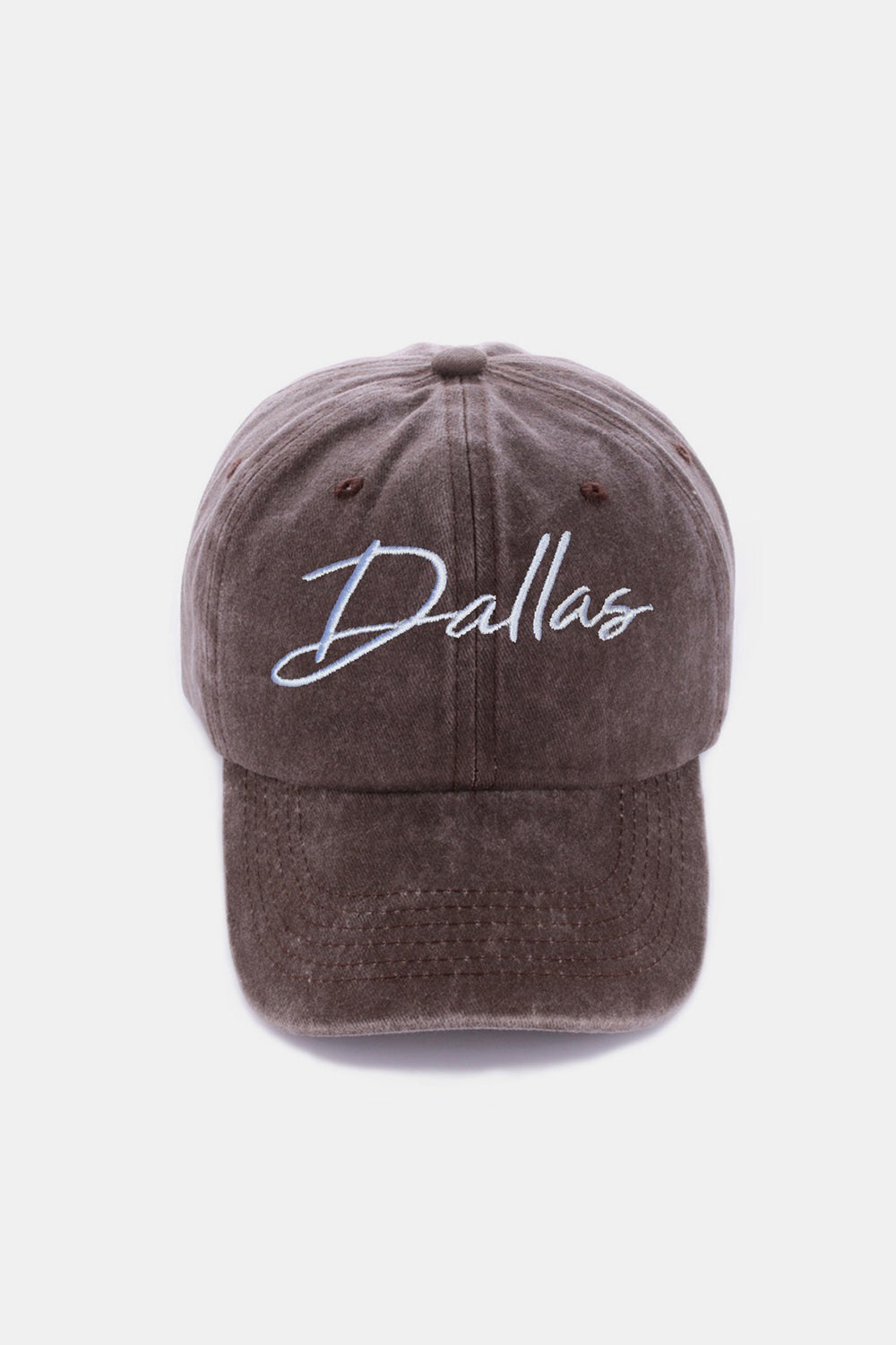Zenana Washed DALLAS Embroidered Baseball Cap Sunset and Swim Dallas Brown One Size 