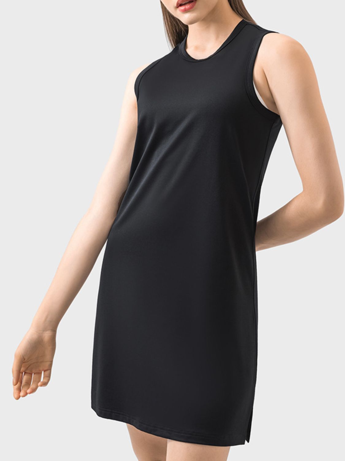 Sunset and Swim  Round Neck Sleeveless Active Dress Sunset and Swim Black 4 