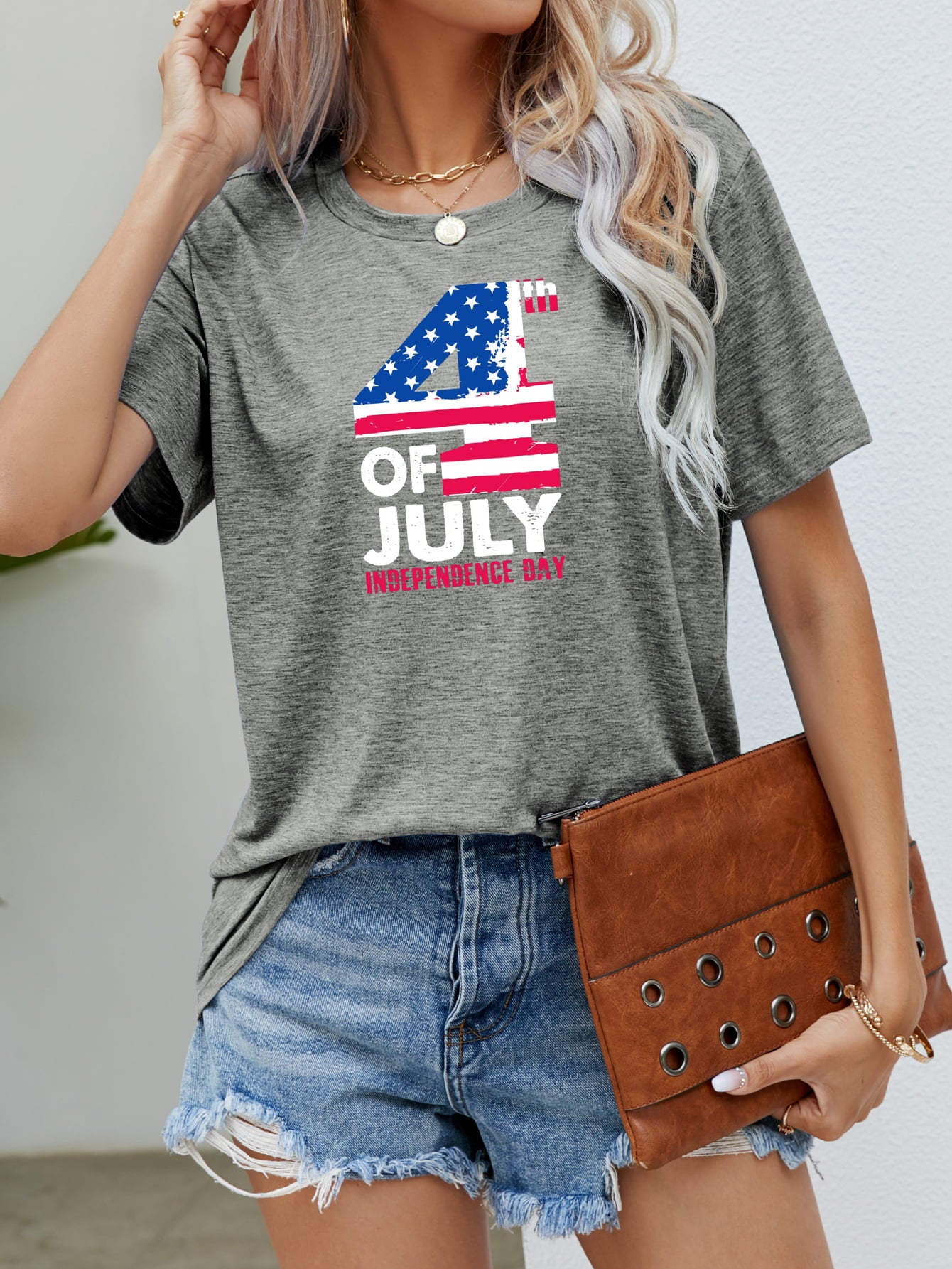 4th OF JULY INDEPENDENCE DAY Graphic Tee  Sunset and Swim Mid Gray S 