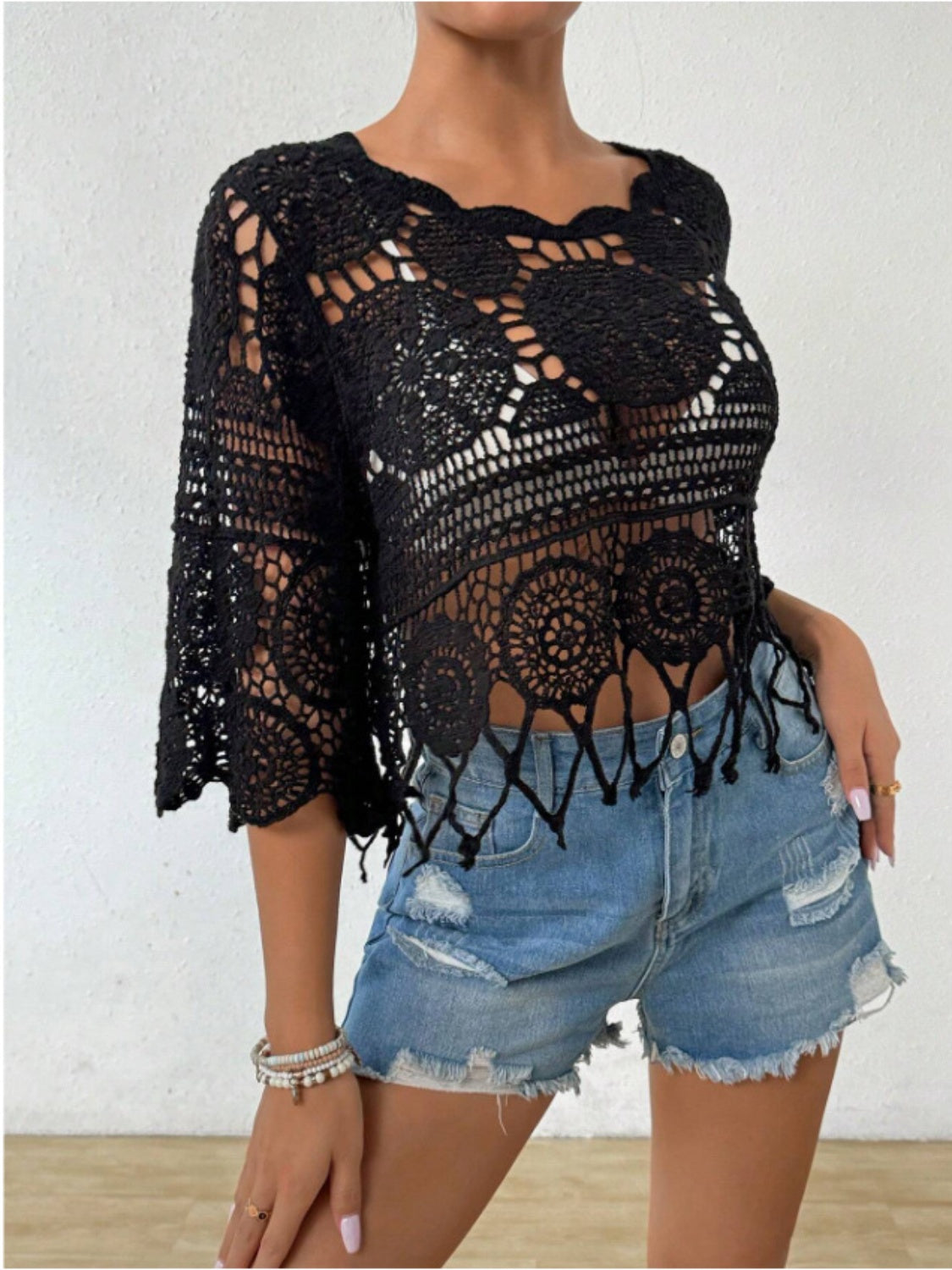 Openwork Round Neck Cover-Up Sunset and Swim   