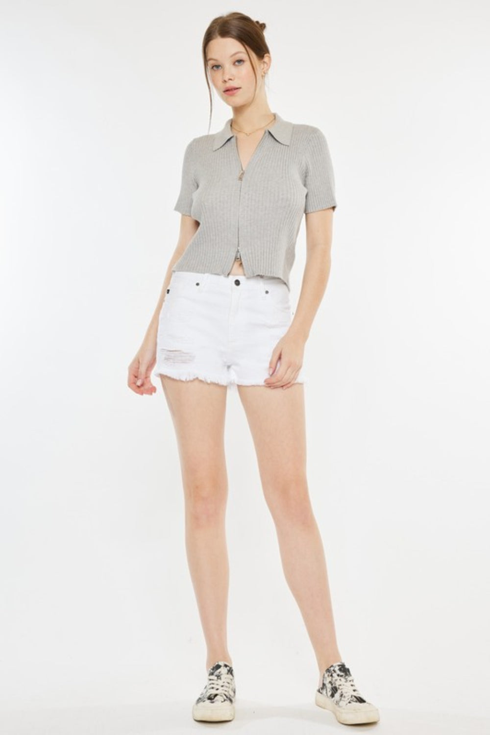 Kancan Raw Hem Distressed Denim Shorts Sunset and Swim   