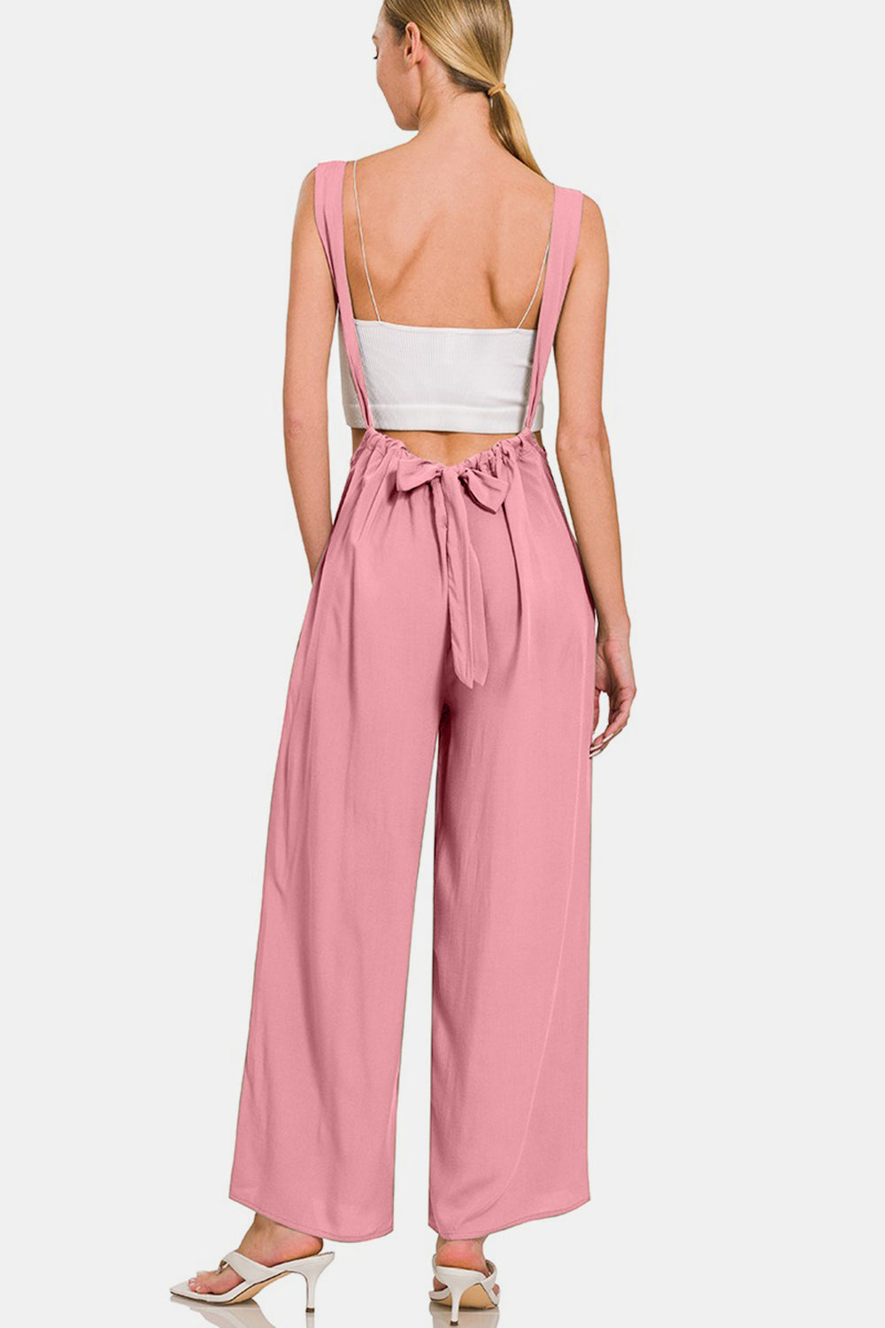 Zenana Pocketed Wide Strap Wide Leg Overalls Sunset and Swim   