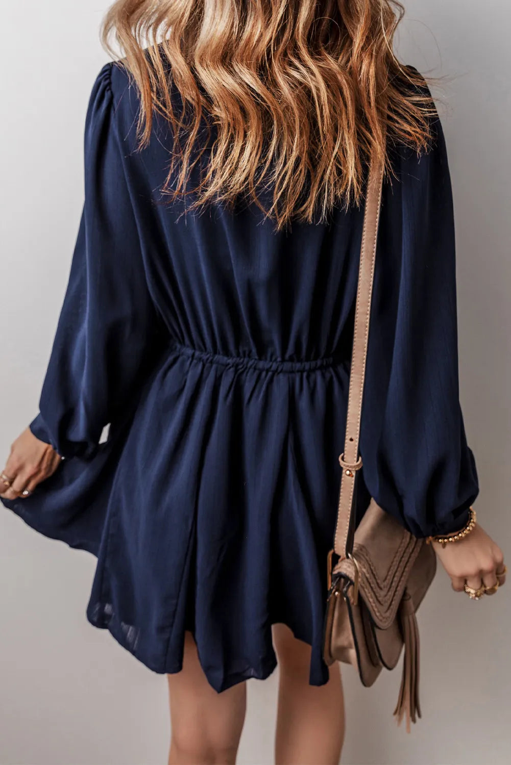 Drawstring Half Button Long Sleeve Dress Sunset and Swim   