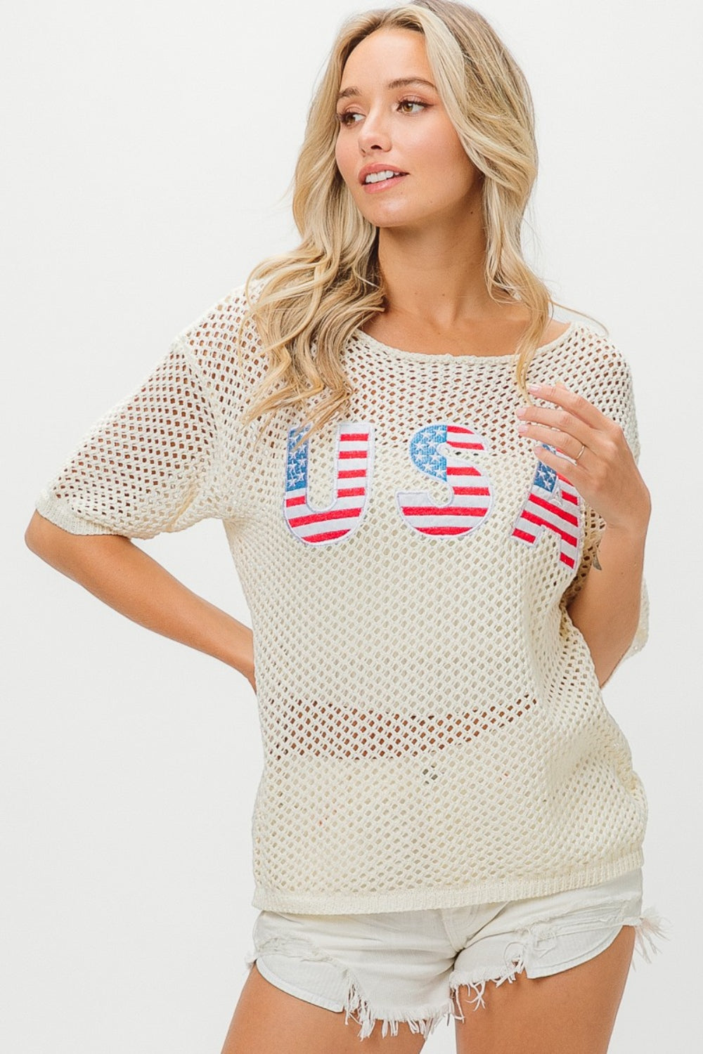 US Flag Theme Knit Cover Up  Sunset and Swim   