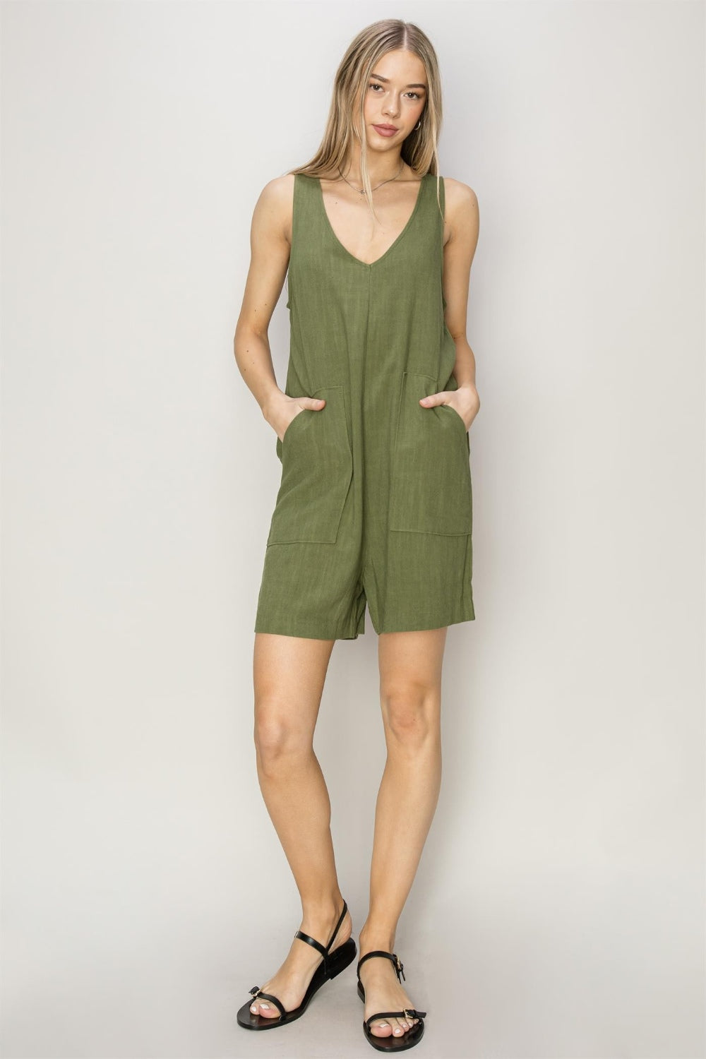 HYFVE V-Neck Sleeveless Romper with Pockets Sunset and Swim   