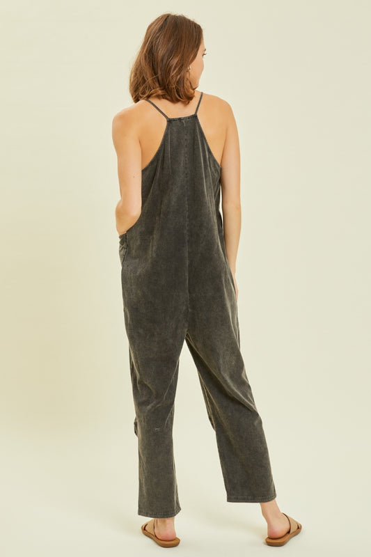 Sunset and Swim  Plus Size Mineral-Washed Oversized Jumpsuit with Pockets Sunset and Swim   