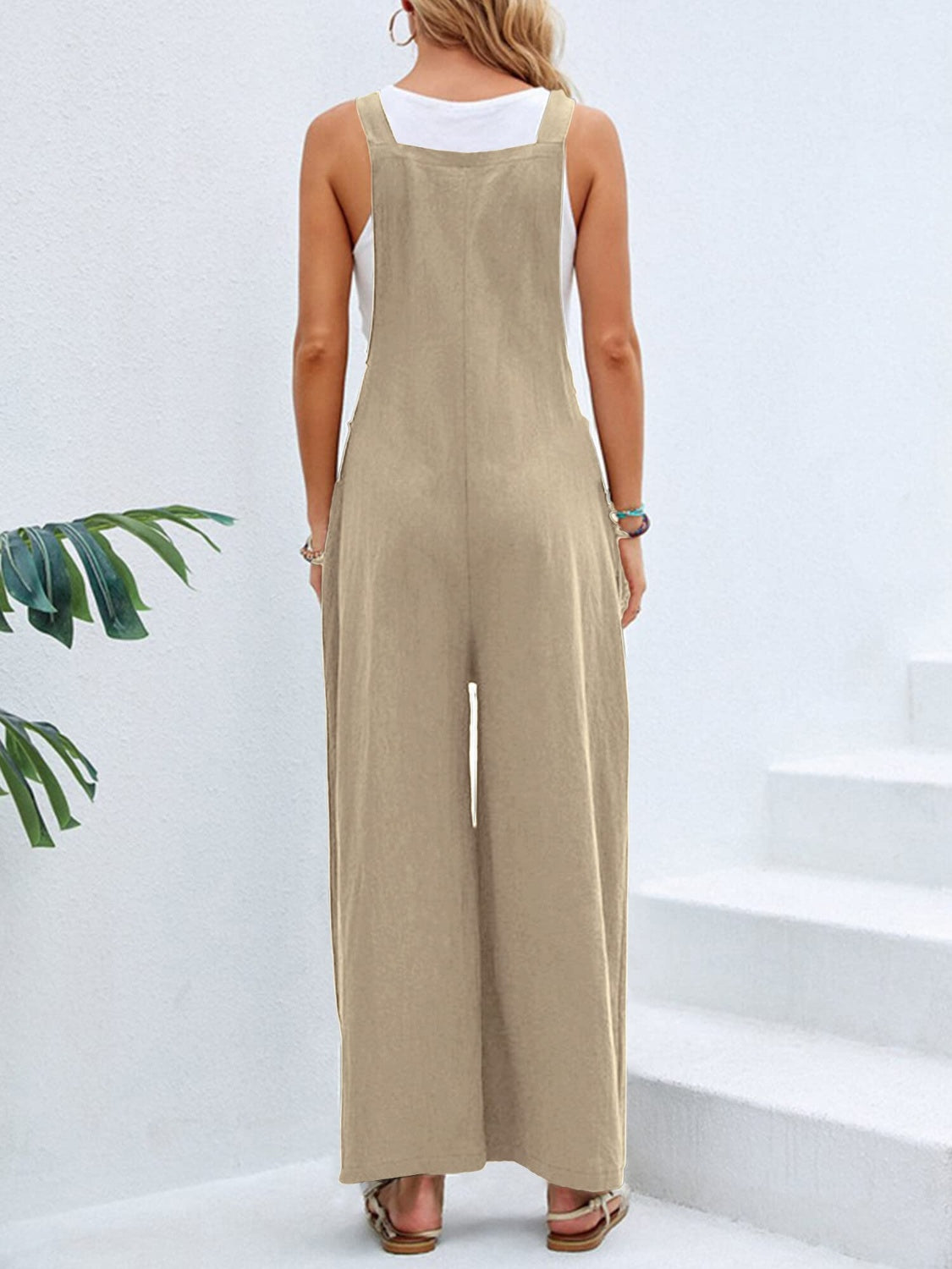 Full Size Square Neck Wide Strap Overalls Sunset and Swim   